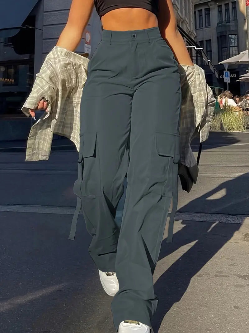 Dames cargo broeken met hoge taille - veelzijdige casual mode