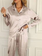 2-delige satijnen pyjama set - elegante dames nachtmode
