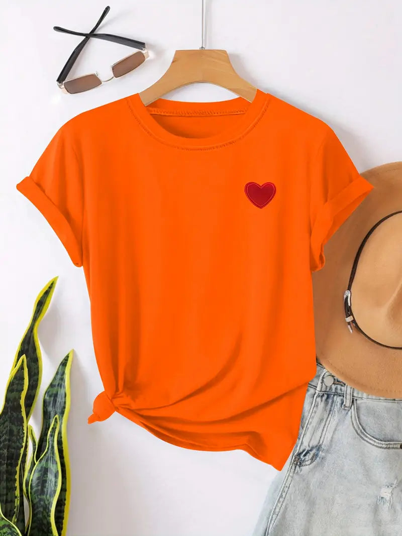 Dames casual t-shirt met hartdetail - zachte katoenen tee voor elke dag