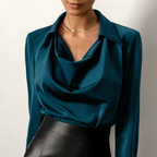 Satin blouse - dames top met lange mouwen