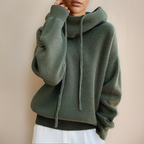 Gebreide hoodie - oversized vrouwen sweater met turtleneck - Bakkermode.nl