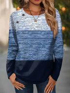 Dames lange mouw relaxte fit kleurblock pullover - zachte rekbare stof voor dagelijks gebruik