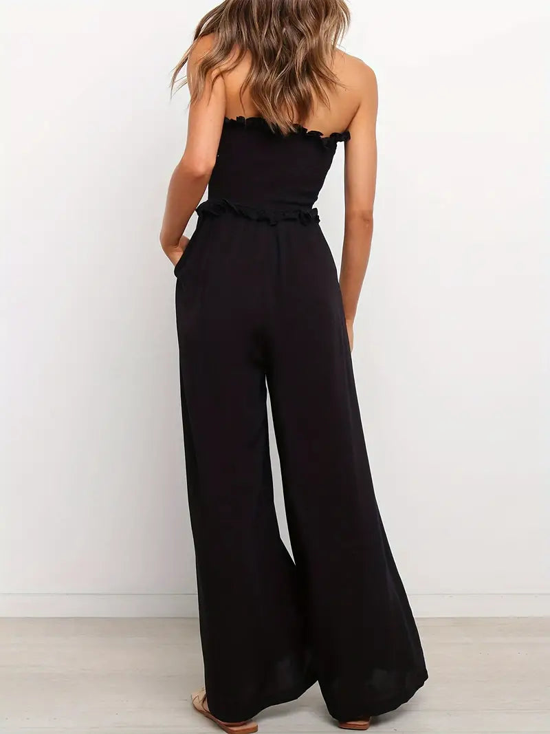 Strapless jumpsuit - chique zwarte dames playsuit