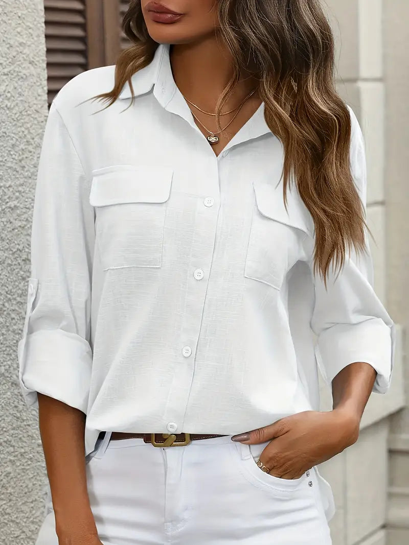 Damesblouse lichte button-up casual - veelzijdige everyday stijl voor vrouwen