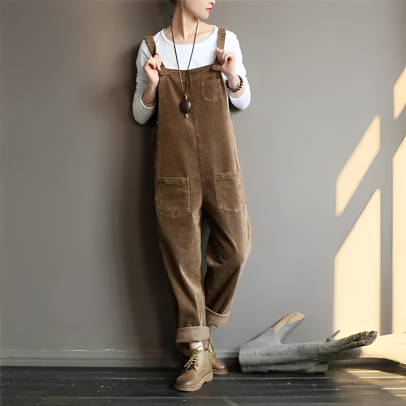 Dames corduroy dungarees - trendy vintage overalls voor ontspannen elke dag