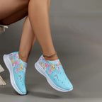 Orthopedische sneakers - dames slip-on schoenen met bloemenpatroon