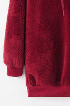 Warme fleece hoodie - oversized dames trui met halve rits en capuchon - Bakkermode.nl