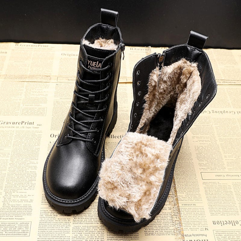 Zwarte veterschoenen voor dames - trendy combat boots
