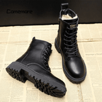 Zwarte veterschoenen voor dames - trendy combat boots