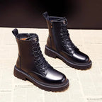 Zwarte veterschoenen voor dames - trendy combat boots