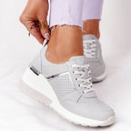 Dames casual sneakers - stijlvolle ademende schoenen met wedge hak