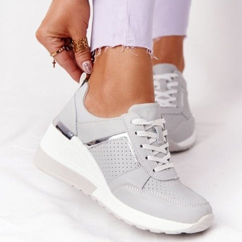Dames casual sneakers - stijlvolle ademende schoenen met wedge hak