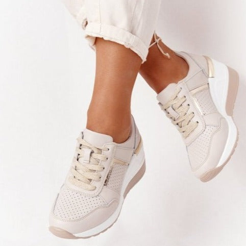 Dames casual sneakers - stijlvolle ademende schoenen met wedge hak