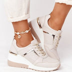 Dames casual sneakers - stijlvolle ademende schoenen met wedge hak