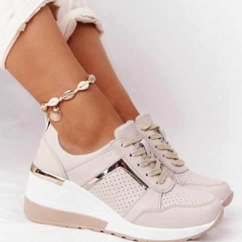 Dames casual sneakers - stijlvolle ademende schoenen met wedge hak