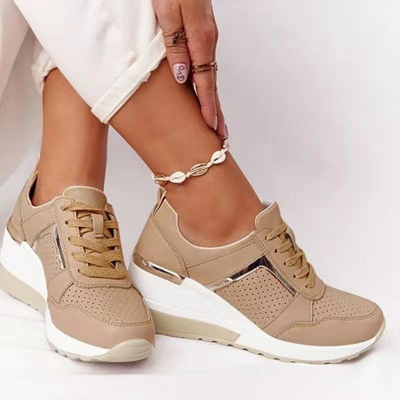 Dames casual sneakers - stijlvolle ademende schoenen met wedge hak