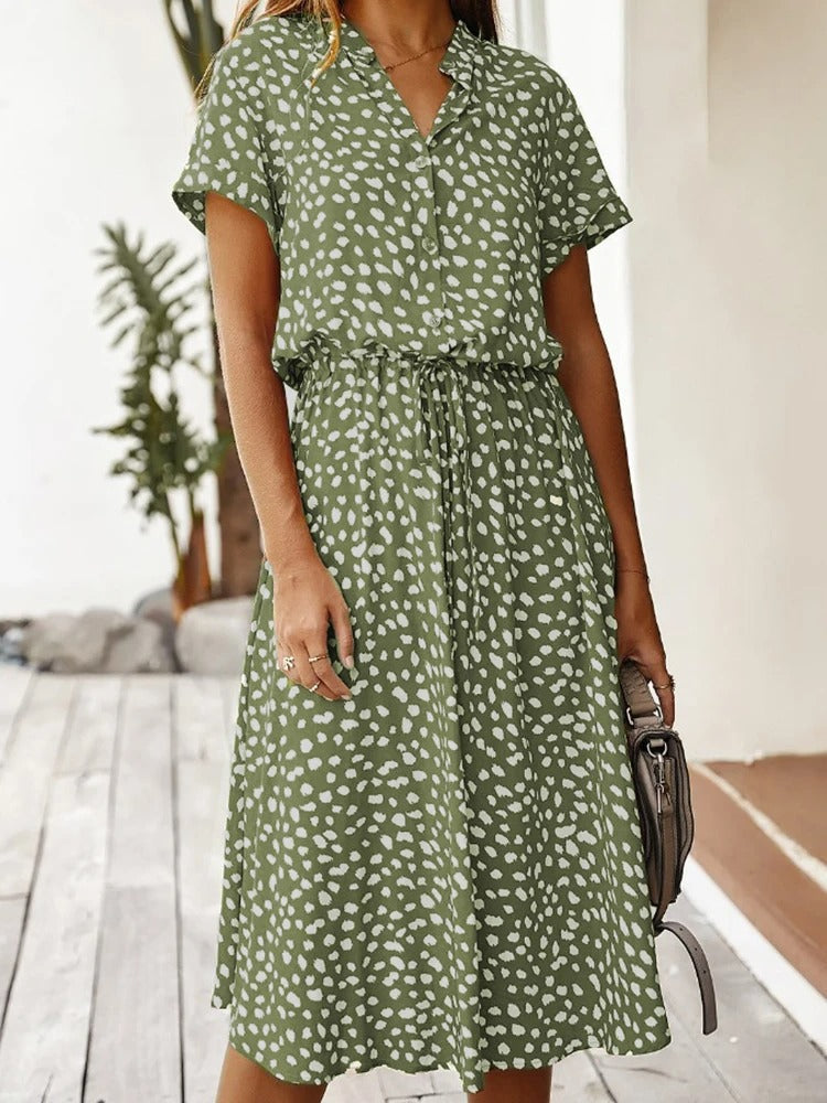 Shirtdress - relaxed fit midi-jurk voor dames met riem