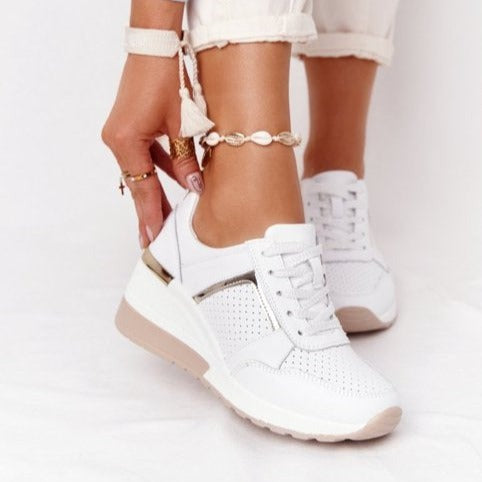 Dames casual sneakers - stijlvolle ademende schoenen met wedge hak
