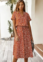 Shirtdress - relaxed fit midi-jurk voor dames met riem