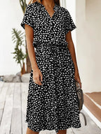 Shirtdress - relaxed fit midi-jurk voor dames met riem