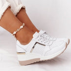 Dames casual sneakers - stijlvolle ademende schoenen met wedge hak