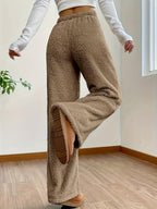 Fleece wijde broek - gezellige dames loungewear onderstukken - Bakkermode.nl