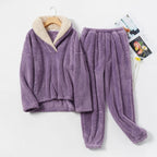 2-delige fleece loungewear set - gezellige dames pyjama set - Bakkermode.nl