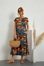 Dames casual bloemen midi-jurk - zachte katoenmix met zakken voor zomerse dagen