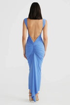 Backless ruched maxi jurk - elegante avondjurk voor dames