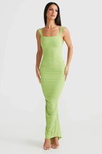 Backless ruched maxi jurk - elegante avondjurk voor dames