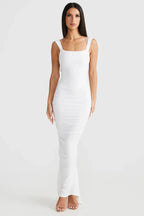 Backless ruched maxi jurk - elegante avondjurk voor dames