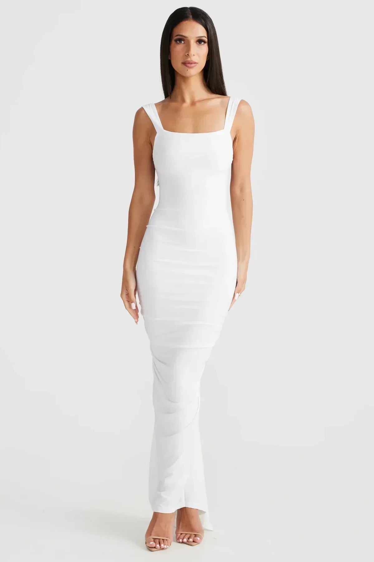 Backless ruched maxi jurk - elegante avondjurk voor dames