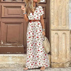 Dames maxi jurk boho chic met lange mouwen - elegante zijsplit voor casual stijl
