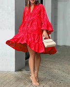 Dames jurk van katoen met broderie anglaise - stijlvolle casual look - knopenjurk met lagen