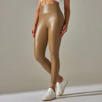 Dames leren broek - stijlvolle casual high-waisted trousers