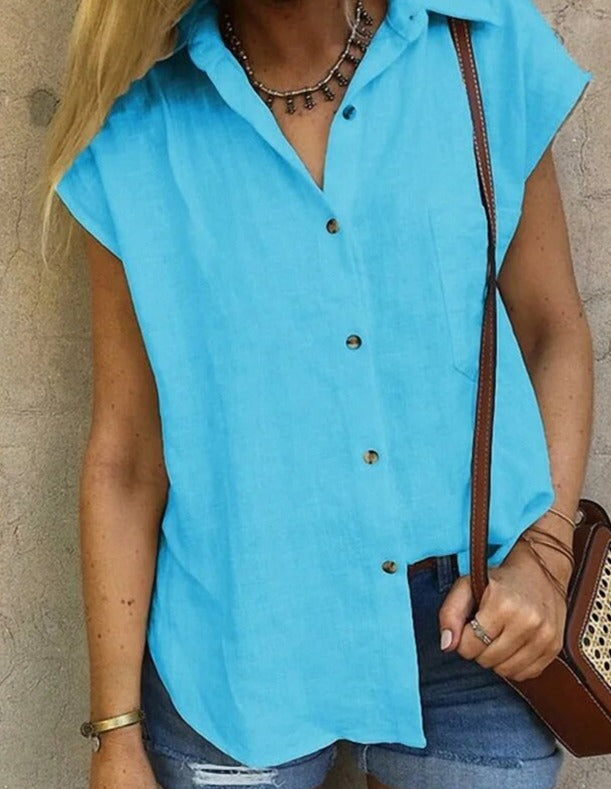 Lichtgewicht blouse met een relaxte pasvorm - veelzijdige button-up top voor casual uitjes