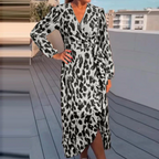 Dames midi jurk met dierenprint - elegante en chique stijl voor elke gelegenheid