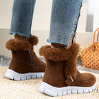 Dames winterboots - warme pluche sneeuwboots met ritssluiting