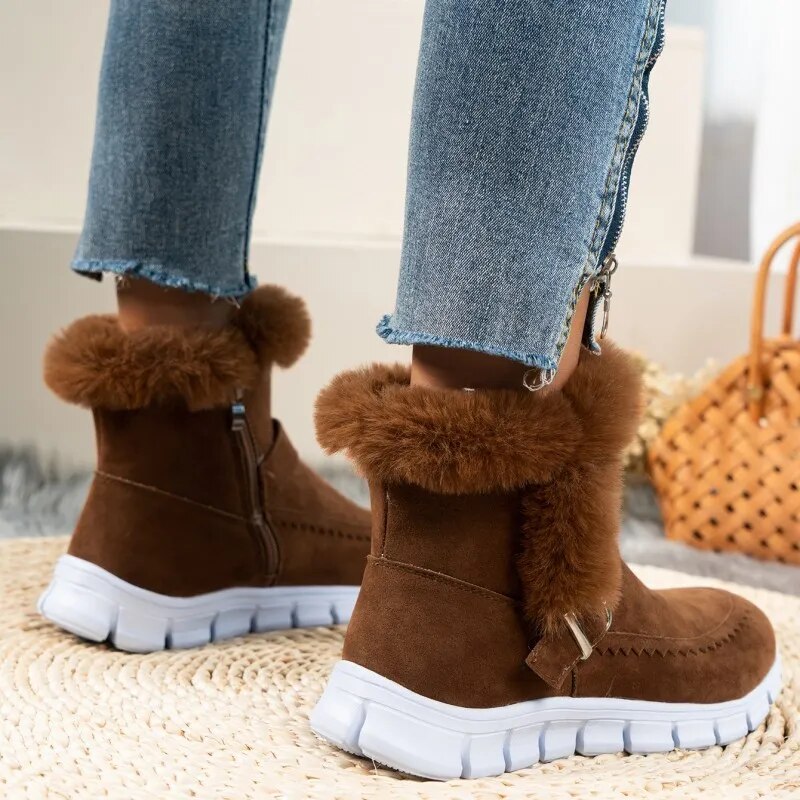 Dames winterboots - warme pluche sneeuwboots met ritssluiting