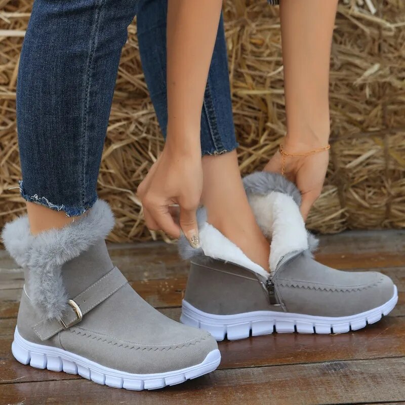 Dames winterboots - warme pluche sneeuwboots met ritssluiting