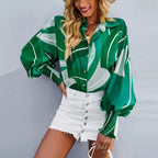 Damesblouse met bloemenprint - elegante dagelijkse outfit - lange mouwen casual top, lichte stof