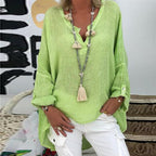 Dames linnen blouse met ontspannen pasvorm - stijlvolle en lichte top voor elke gelegenheid