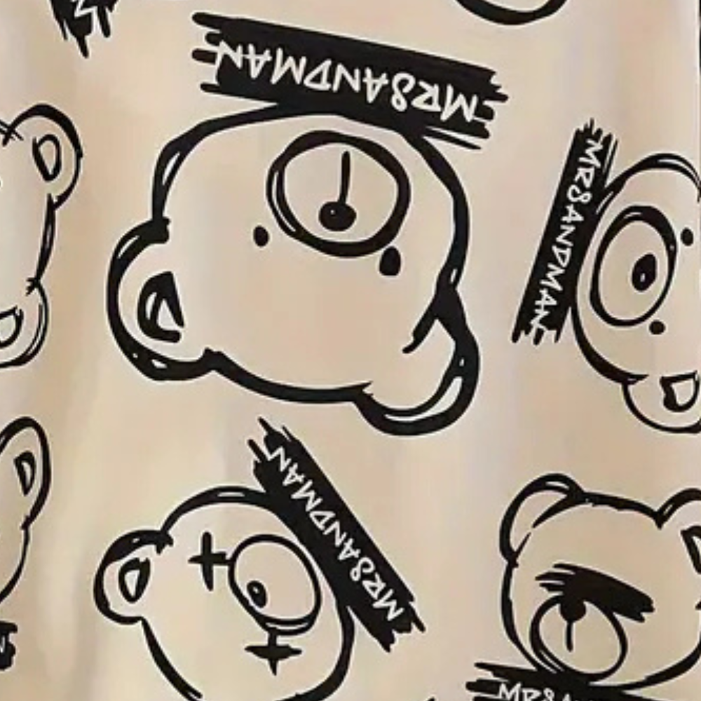 2-delig loungewear set - witte nachtkleding met print voor dames