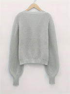 Gebreide cardigan - vrouwelijke chunky knit button-up sweater