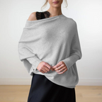 Poncho met knoopsluiting - elegante gebreide wrap voor dames