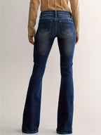 High-waisted flared jeans - medium blauwe dames denim broek