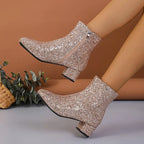 Glitter feestje laarzen - trendy dames enkellaarsjes
