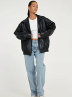 Leren bomberjack - stijlvolle dames ritsoutwear