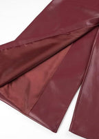 Lange leren trenchcoat - elegante rode damesjas - Bakkermode.nl