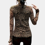 Leopardprint blouse - trendy bruin dames top met lange mouwen